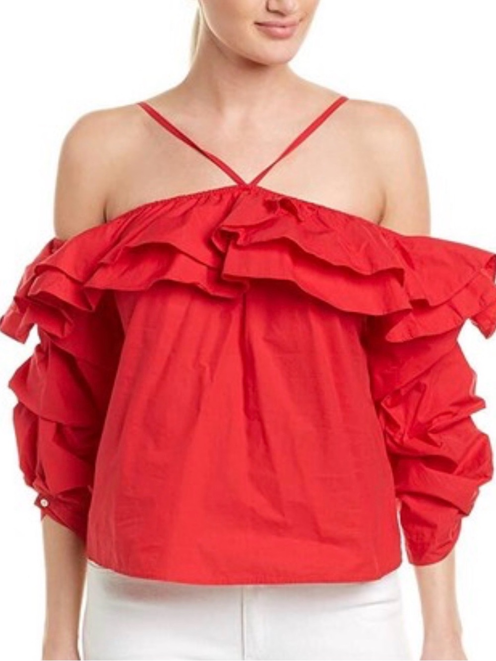 Joie Red Ruffle Off-Shoulder Blouse – Size Medium – New With Tags